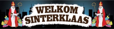 Sinterklaas komt spandoek - 200 x 50 cm - dik pvc met ringen - welkom sint straat banner - versiering