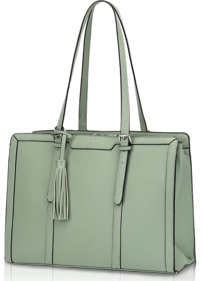 TAN.TOMI Dames Handtassen - Dames Tas Shopper met rits - Werktas - 15.6 inch Laptoptas - Schoudertas - Schooltas - Geschikt voor A4 - Lichtgroen