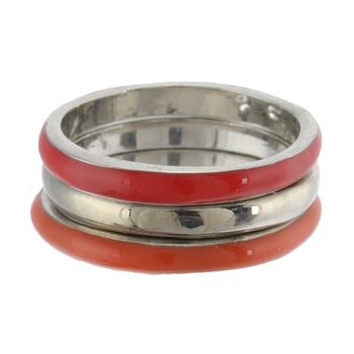 Behave - Ring - Set van 3 aanschuifringen – Rood, roest oranje & zilverkleur – Minimalistisch & Trendy – Nikkelvrij