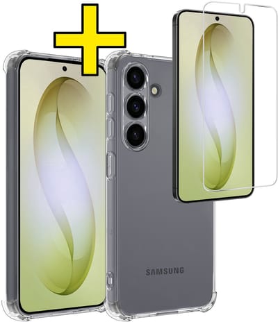 Hoesje - Met Screenprotector - Geschikt voor Samsung Galaxy S26 - Sterk & Shockproof - Siliconen Case - Back Cover - Telefoon Hoes - Shock Proof - Telefoonhoesjes - Transparant