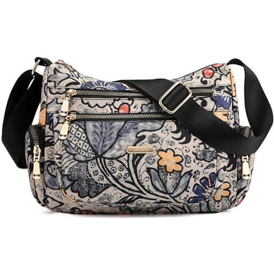 Casual Canvas Schoudertas, Tas van bedrukte stof, Crossbodytas, Modieuze waterdichte nylontas, Reis Dames tas gray