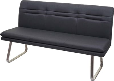 Bank MCW-H70, eetkamerbank gestoffeerde bank, rugleuning stof/textiel geborsteld roestvrij staal ~ grijs 160cm