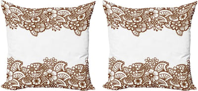 ABAKUHAUS Bruine Paisley Decoratieve Kussenhoes, Set van 2, Modern Accent, Dubbelzijdige Digitale Print, 50x50 cm, Umberwit