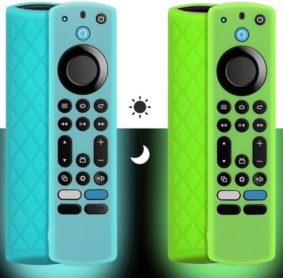 Siliconen Afstandsbediening Hoesje (2 Pack, Glow In The Dark) Geschikt voor Firestick 4K Max, Met Lanyard, Bescherming en Grip (Groen + Turquoise)