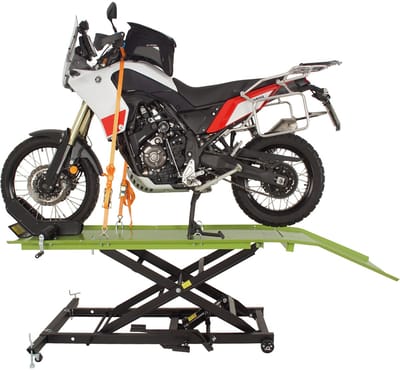 TRUTZHOLM Hydraulische Motorlift XL 560kg - Schaarlift Breedte 60,5cm - Motorfiets Heftafel Hefplatform Zwart Groen