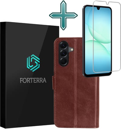 Hoesje Met Screenprotector - Geschikt voor Samsung Galaxy A17 - Luxe Pasjeshouder - Flipcase - Bookcase Portemonee - Flip Case - Kunstleer Book Case - Book Cover - Walletcase - Portemonneehoes - Bruin