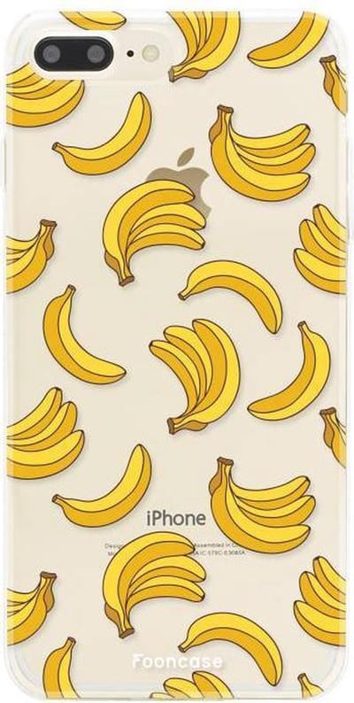 Fooncase Hoesje Geschikt voor iPhone 8 Plus - Shockproof Case - Back Cover / Soft Case - Bananas / Banaan / Bananen