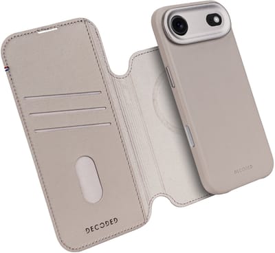 DECODED 2-in-1 Leren Detachable Wallet Hoesje Geschikt voor iPhone 17 Air - Magnetisch Afneembaar - met Pasjeshouder - Premium ECCO Leer - Geschikt voor MagSafe - Beige