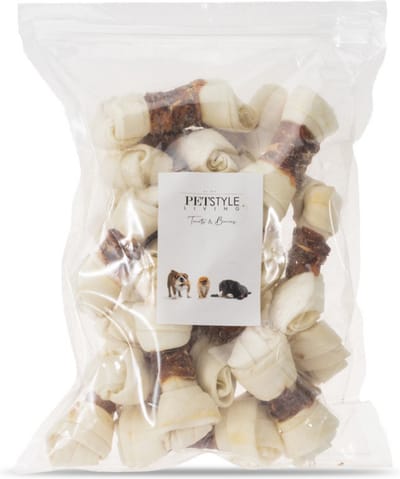 Petstyle Living Geknoopte Botten met Eend - Hondensnacks - 11cm - 20 Stuks - Kauwbotten Hond