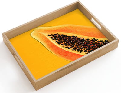 Dienblad hout 40x30 cm - Schootdienblad - Papaja - Oranje - Topisch - Borrelplank rechthoek - Plateau dienbladen