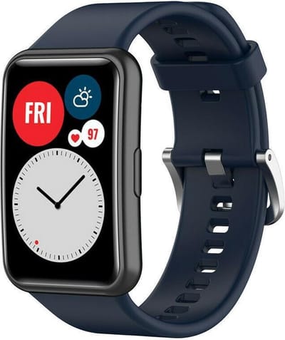 Strap-it Siliconen Bandje – Geschikt voor Huawei Watch Fit / Huawei Watch Fit New – Donkerblauw