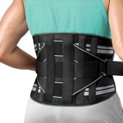 Rugsteunriem met 8-voudige lendensteun en 3D-pad, ademende rugbandage voor rugpijnverlichting, blauw, maat M