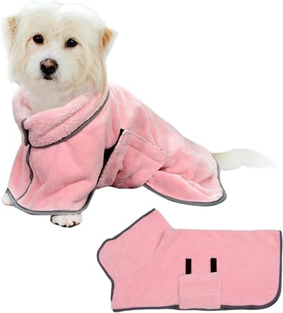 Roze Hondendroogcape - Extra Absorberende Badcape voor Snelle Droging en Comfortabele Pyjama voor Kleine en Middelgrote Honden