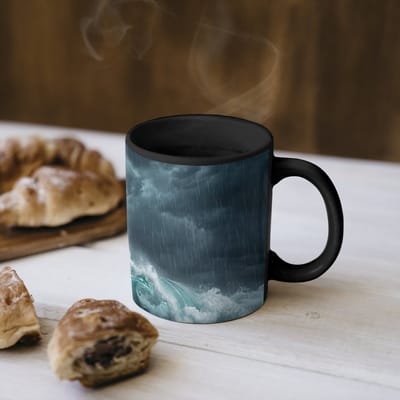 Magische Mok - Foto op Warmte Mokken - Koffiemok - Storm - Badeend - Golven - Magic Mok - Beker - 350 ML - Theemok