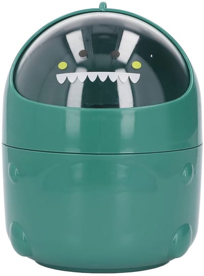 Dailygoods- Prullenbak Baby Dinosaur - Prullenbak met grote opening - Afvalbak voor kantoor - Afvalbak voor kinderen - Mini prullenbak - Plastic met antislip bodem - Afmetingen 15 x 12,5 cm