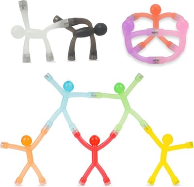 Mini magnetische figuren set van 10 voor koelkast en kantoor - kleurrijke humanoïde magneten