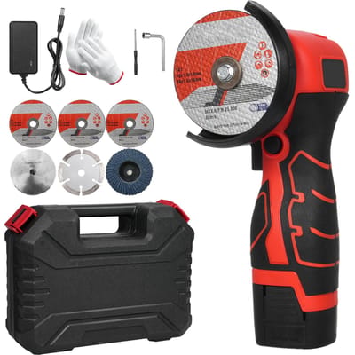 Snoerloze haakse slijper 7000RPM elektrische slijpgereedschap mini-slijper met 1 stuks 16,8V 2000mAh-batterij EU Plug & 6 Blades