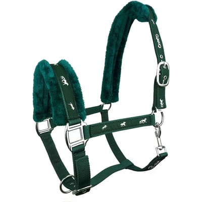 Kantar Softy met imitatiebont voor paarden, groen, maat Cob