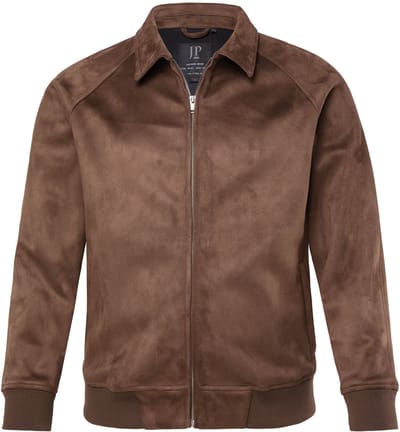 JP 1880 - Heren - blouson van suède outdoor leerlook rits tot 7XL - Donkerbruin - Maat 3XL