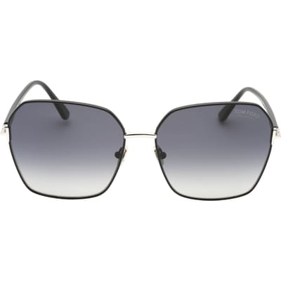 Tom Ford Claudia-02 Smoke gepolariseerde lens glanzende zwarte zonnebril