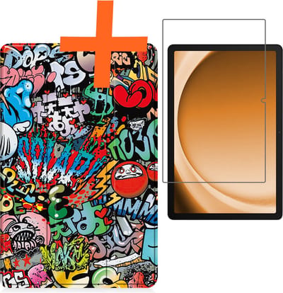 Hoesje - Geschikt voor Samsung Galaxy Tab A9 - Met Screenprotector - Trifold Bookcase - Hard Cover - Hardcover Book Case - Tablet Hoes - Graffity