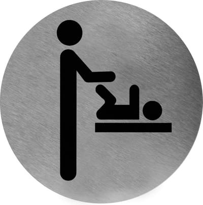 WC bordje - WC pictogram - Toiletbordje - Luierverschoning - inclusief sterke tape - Zilver/Grijs - materiaal RVS - Mediclinics