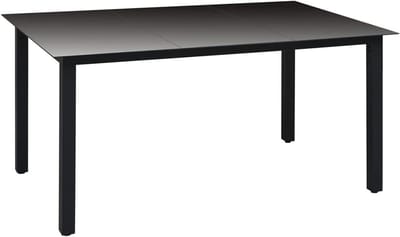Tuintafel - Eettafel buiten - Buiten dineren - Weerbestendig glas - 150 x 90 cm - Zwart
