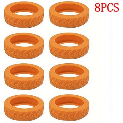 8-delige beschermhoes voor bagagewielen, stille siliconen hoes en universele geluiddempende handaccessoires .-A-DH orange