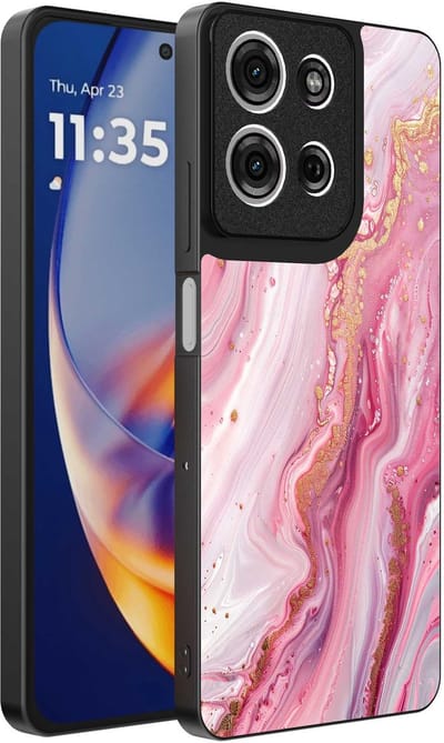 Geschikt voor Motorola Edge 50 Neo Telefoonhoesje met marmer opdruk - TPU backcover case marble design - Roze - Smartphonica geschikt voor Motorola Edge 50 Neo