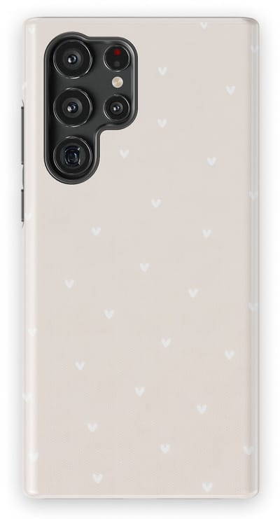 Tough Hoesje met Hartjes Samsung Galaxy S22 Ultra | Little Love Tough Case Geschikt voor Mag | Hartjes Print Backcover Samsung Galaxy S22 Ultra Ivory Hearts