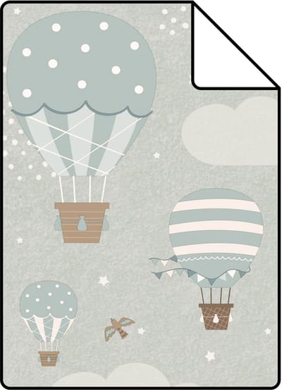 Proefstaal ESTAhome behang luchtballonnen blauw - 26.5 x 21 cm - 131345-S