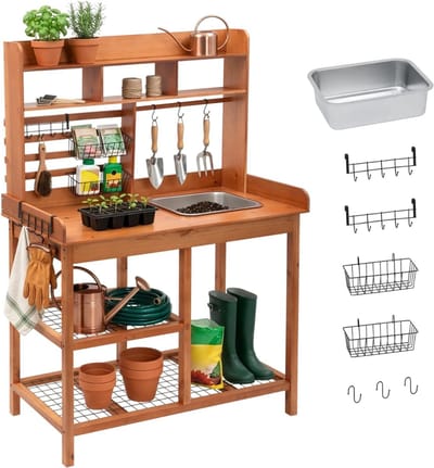 Tuinwerktafel - Buitenwerkbank - Tuinwerkbank -Bruin