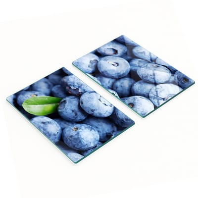 Multifunctionele decoratieve glazen borden met bosbessenprint 2x40x52 cm