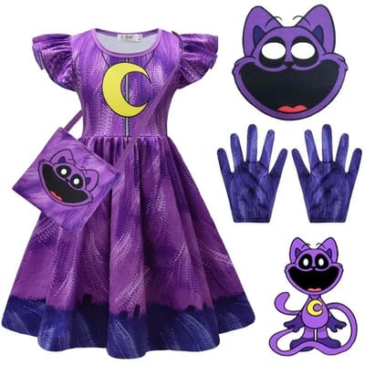 Meisjes dutjesjurk cartoon lachende beestjes cosplay kostuum kinderkleding hondendag Prinses mode verjaardagjurken vestidos giftaa 150(11-12Years) purple
