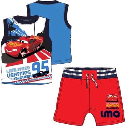 Disney Cars set - short + shirt - rood/blauw - maat 104 (4 jaar)