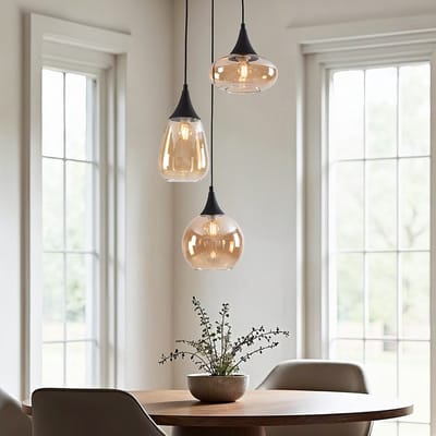 LumenXL Moderne hanglamp - amber glas, 3-lichts - Loua