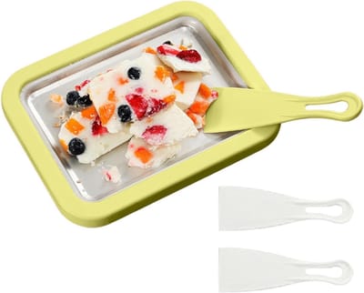 Gerolde IJs Bak - Yoghurtmaker Dessert - Zelf IJs Maken - Dubbele Spatel - 22x17 cm - Groen