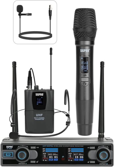 Draadloos Microfoonset met Bodypack, Lavalier en Handmicrofoon - Professioneel Geluid voor Optredens, DJ en Onderwijs