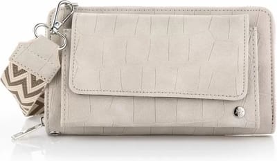 Bijoutheek Portemonnee Grote Croco Met Band Beige