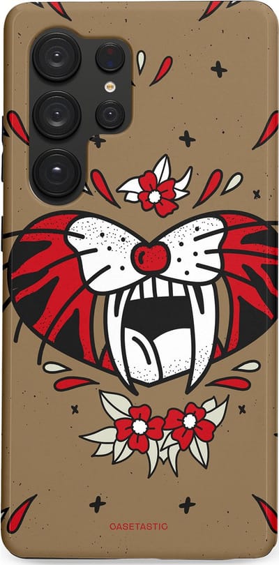 Casetastic hoesje geschikt voor Samsung Galaxy S25 Ultra - Dubbellaagse bescherming - Wilde kracht - Fashion Case - Taupe Donkergrijs Bordeaux