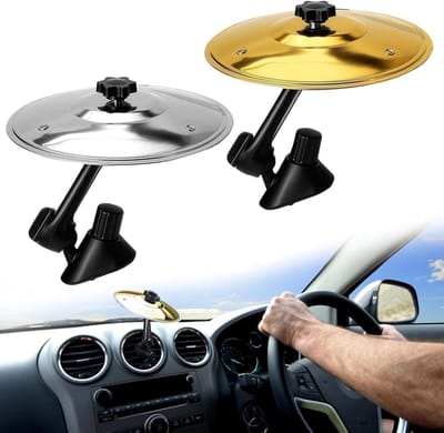 Set van 2 Car Crash Cymbals voor Auto, Mini Drum voor Ventilatiesleuven, Muzikaal Instrument voor Diverse Voertuigen in Zilver en Goud