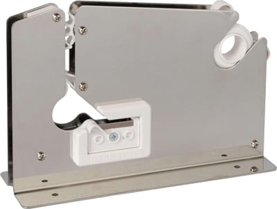 Kortpack - Zakkensluiter/ Tape-dispenser E7R - RVS Uitvoering - 1 stuk - Tafel Model - Geschikt voor Tape van 9 en 12mm breed - Kerndiameter: 76mm - Incl. Afsnijmes - (015.0998)