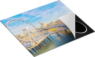 Chefcare Inductie Beschermer Scheveningen Pier met de Ferris Wheel - Reuzenrad - 60x50 cm - Afdekplaat Inductie - Kookplaat Beschermer - Inductie Mat