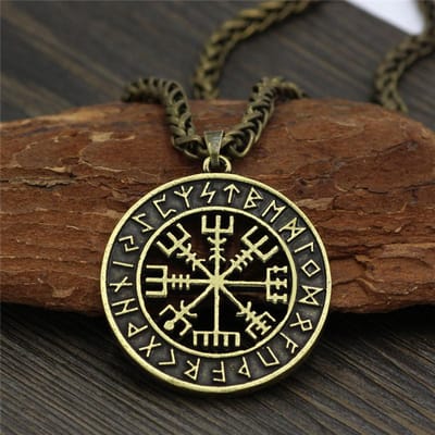 Viking Noorse Helm Horror In Runencirkel Ketting Magische Staven Scandinavisch Kompas Rune Amulet Collier Hanger Met Ketting 60cm black