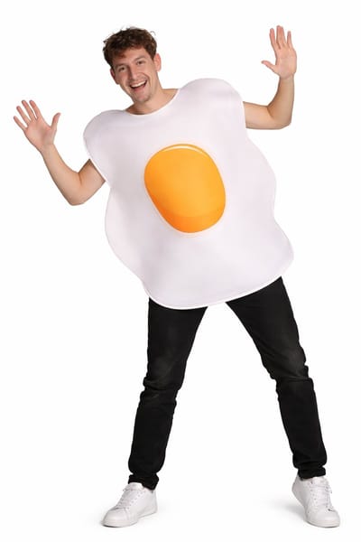 Partychimp Gebakken Ei Kostuum Volwassenen Carnavalskleding Heren Carnavalskleding Dames Vrijgezellenfeest Kostuum Vermomming Carnaval Eten Kostuum Grappig Ei Pak - Wit/Geel - Polyester - Unisex - 1-Delig Kostuum - One Size