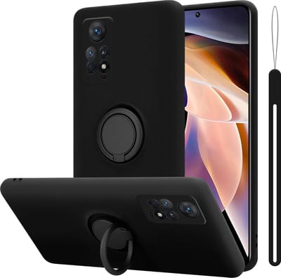 Cadorabo Hoesje geschikt voor Xiaomi RedMi NOTE 11 PRO 4G / 5G in LIQUID ZWART - Beschermhoes van flexibel TPU silicone Case Cover met ring