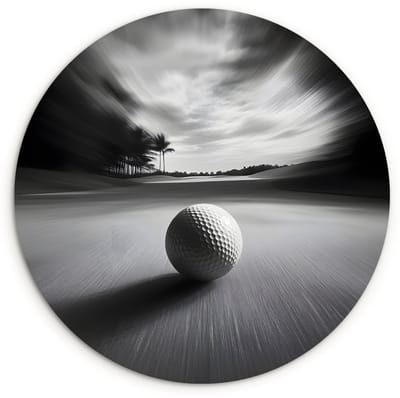 WallCircle® Wandcirkel 120x120 cm - Muurcirkel Golfbal - Wazig - Zwart - Muurdecoratie woonkamer - Wanddecoratie slaapkamer - Kamer decoratie accessoires - Ronde schilderijen XXL