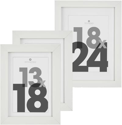 Atmosphera Fotolijstjes set van 3x stuks - 1x voor 18 x 24 cm - 2x voor 13 x 18 cm - wit - modern/strak ontwerp
