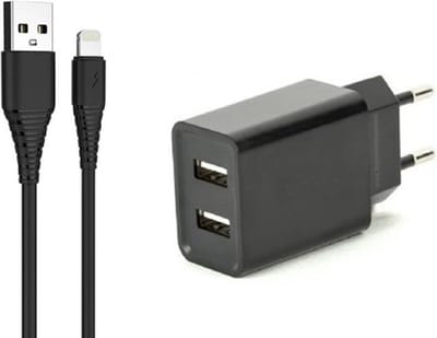 OneOne 2.1A lader met 2 poorten + 1,0m OneOne Lightning kabel. Universele oplader adapter past op Apple iPhone XR, iPhone XS, iPhone XS Max, iPhone 10, iPhone 11, iPhone 11 Pro, iPhone 11Pro Max, iPhone 12, iPhone 12 Mini, iPhone 12 Pro