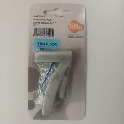 Huisnummer Nummer Inox RVS Nummer Cijfer 7 Litto Assa Abloy 74mm Onzichtbare Bevestiging